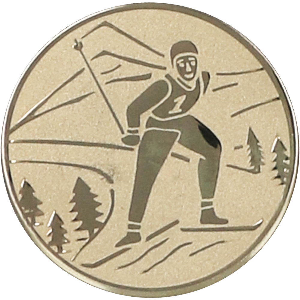 Wklejka aluminiowa złoty - narciarz